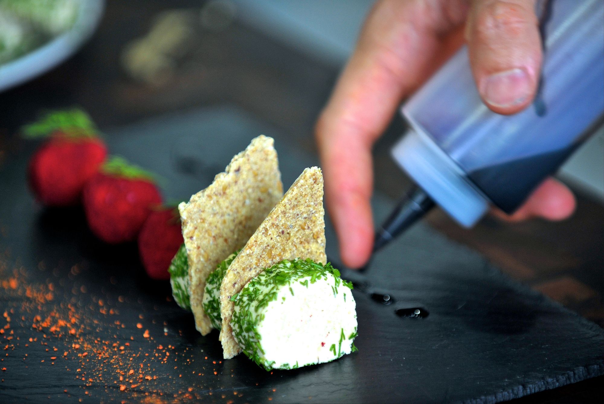 Buckwheat crackers used on a raw vegan nut cheese plate