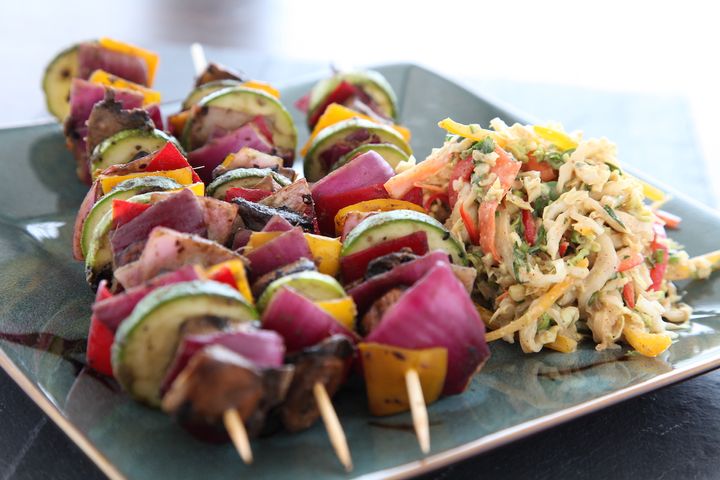 Portabello Kebabs with Asian Slaw