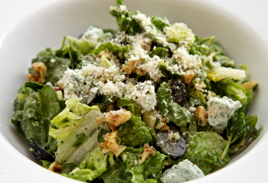 Waldorf salad in a white bowl