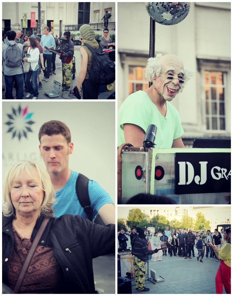 Collage of various things happening on a synchronicity walk in London